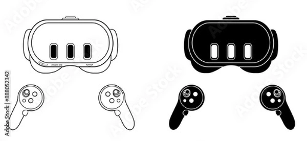 Fototapeta Virtual reality visor and controllers vector
