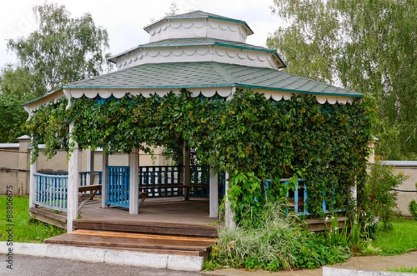 Obraz Красивая деревянная резная беседк?