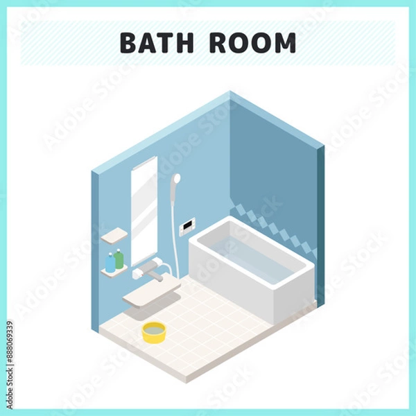 Fototapeta アイソメトリックなお風呂のイラスト素材