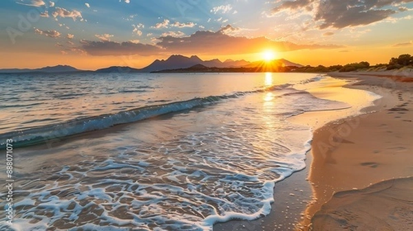 Fototapeta abstract wallpaper with  A stunning sunset over the tranquil beach