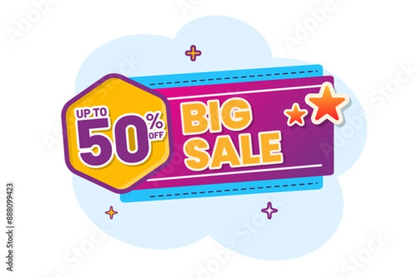Fototapeta Big sale banner template, flash sale and promotion for web or social media, special offer banner