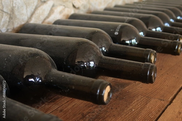 Fototapeta 
Wine bottles aging in a Georgian cellar