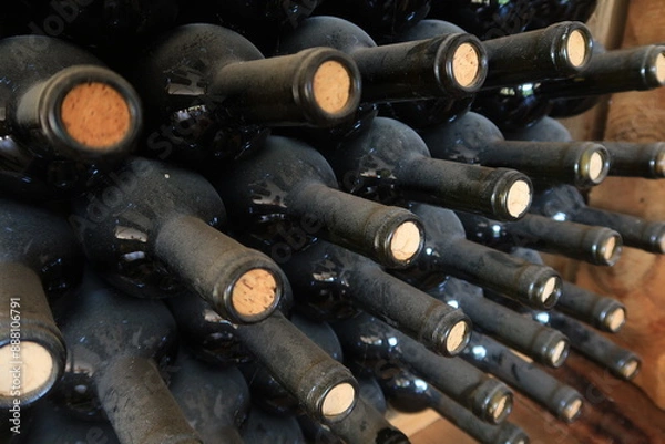 Fototapeta 
Wine bottles aging in a Georgian cellar