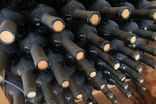 Fototapeta 
Wine bottles aging in a Georgian cellar
