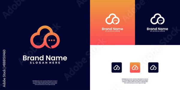 Obraz Abstract cloud logo design. Cloud with chat talk combination logo design template