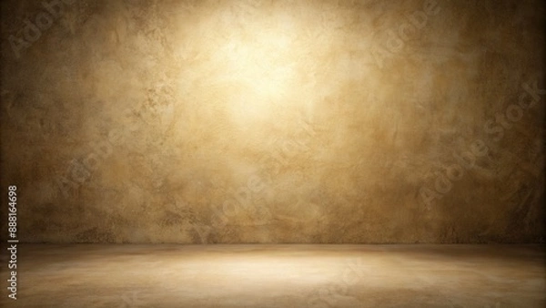 Fototapeta A lavish, dimly lit, cream-colored studio background with subtle gradient effect and slight texture, ideal for product photography shots.