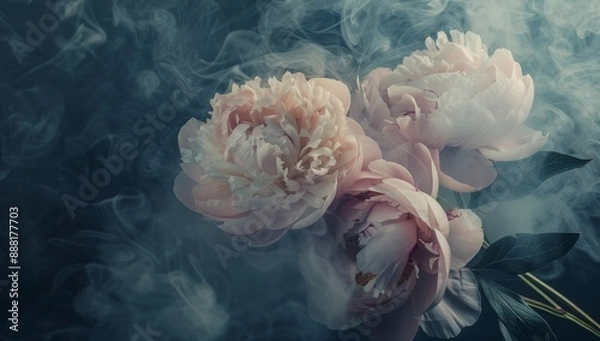 Obraz PIlkny kuat of piwonia, ciemne tots, a wzór of kowanie, good place to eat