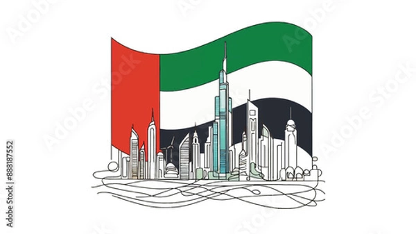 Obraz uae concept flag line art
