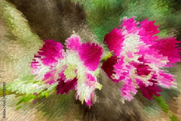 Obraz Pink flowers with 3D extrude effect. 