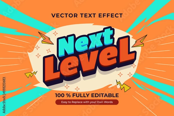 Obraz Editable Vector Text Effect with a Comic Book and game style. Perfect for digital designs and graphic creation