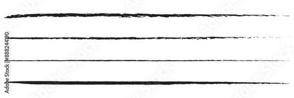 Obraz Straight line vector brush strokes. Black hand drawn stripes, smears. Chinese or Japanese calligraphy brushstrokes set. 