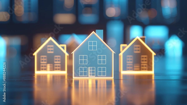 Fototapeta Trendy real estate investment strategies, front view, promoting profitable property investments, technology tone, Tetradic color scheme