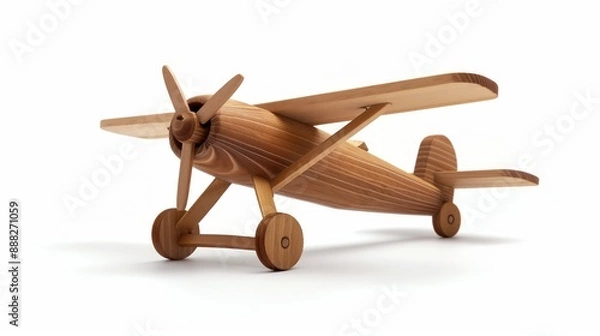 Obraz Wooden toy airplane isolated on a white background