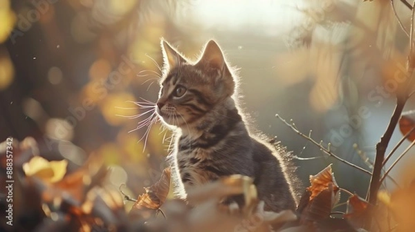 Obraz A cute kitten in the crisp morning air