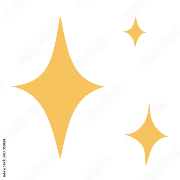 Fototapeta Yellow stars in simple vector style isolated on white background. Set of simple stars for print design and children's books