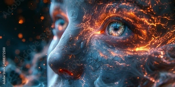 Fototapeta Abstract portrayal of the human mind, with intricate patterns and surreal elements, capturing the complexity of thought
