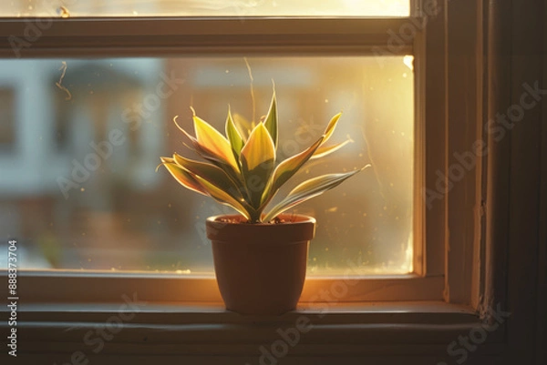 Obraz Single Potted Plant by Sunny Window