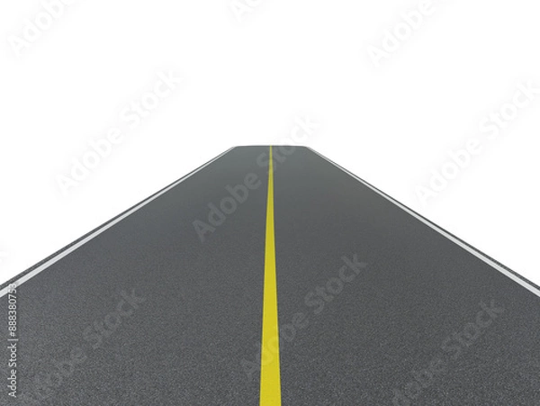 Fototapeta Asphalt road on a white background.