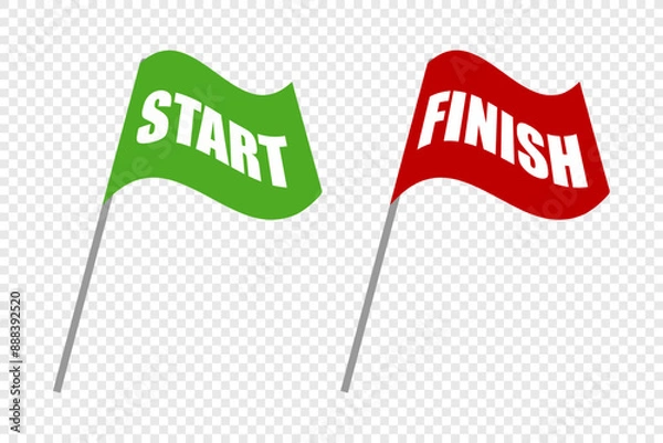 Obraz Start and finish flags, vector illustration