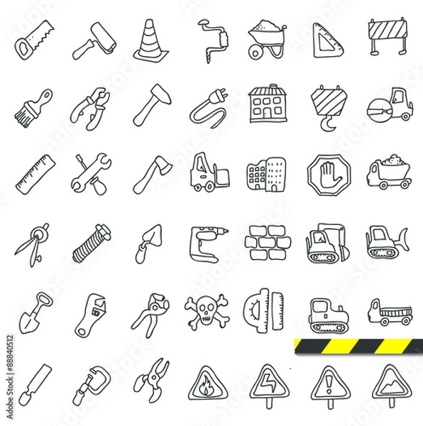Fototapeta Construction Icons set.Illustration EPS10