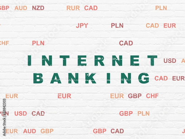 Fototapeta Money concept: Internet Banking on wall background