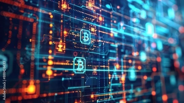 Obraz digital ledger displaying blockchain technology in use for secure corporate financial transactions