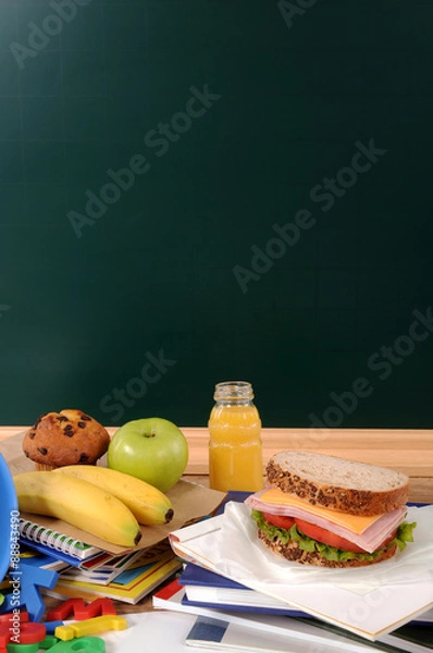 Obraz School lunch with blackboard