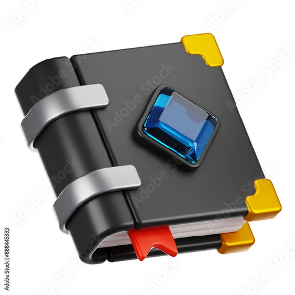 Fototapeta 3d rendering book icon with cartoon style. Game icon concept
