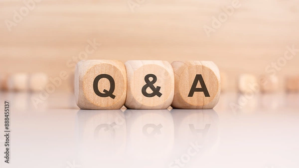Fototapeta wooden cubes with letters Q and A. q and a - short for Question and Answer