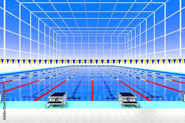 Obraz スタート台から見た屋内プール