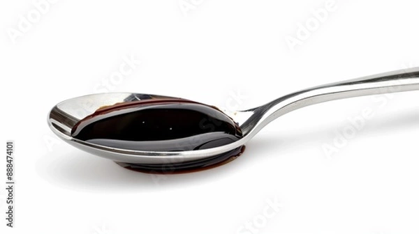Fototapeta Balsamic sauce presented in a spoon isolated on white