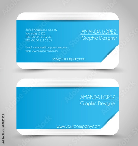 Fototapeta Business card set template. Blue color. Corporate identity vector illustration.