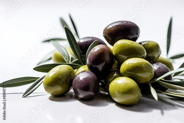 Obraz Olives on white background