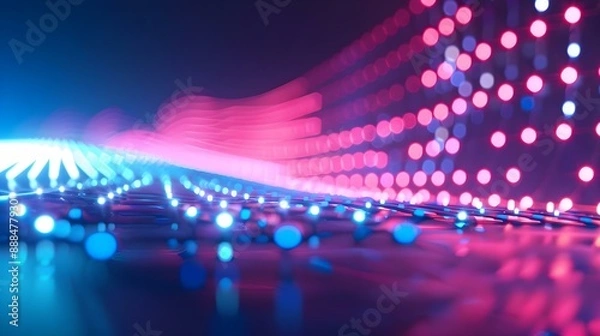 Obraz Close-up shot of blue and pink lights wave