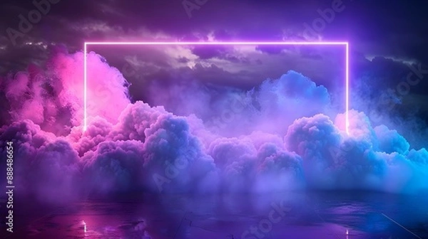 Obraz Blue and purple neon light with cloud formation
