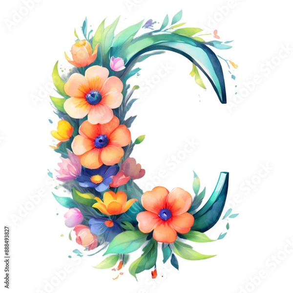 Obraz letter c frame with flowers