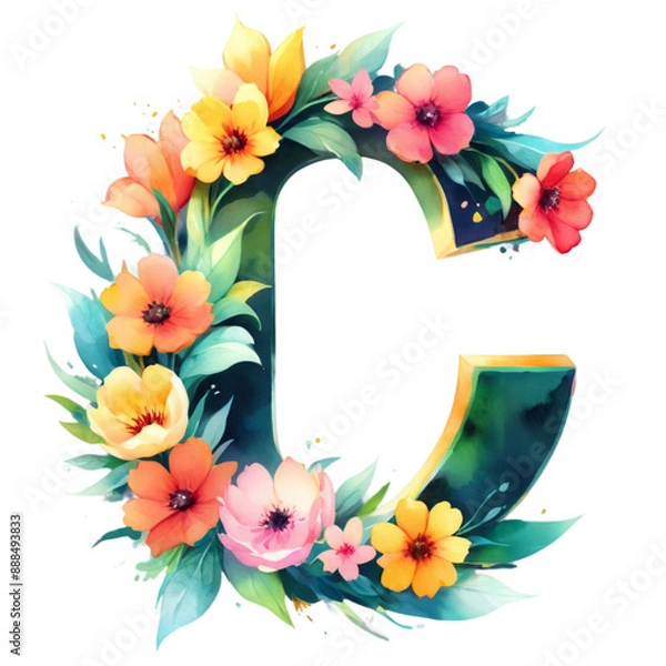 Obraz letter c frame with flowers