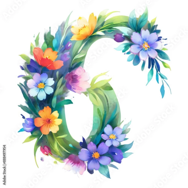 Obraz letter g frame with flowers