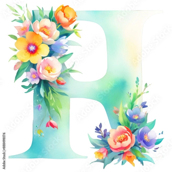 Obraz letter h frame with flowers