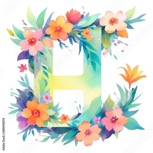 Obraz letter h frame with flowers
