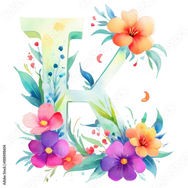 Obraz letter k frame with flowers