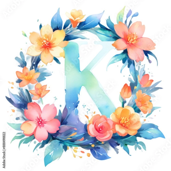 Obraz letter k frame with flowers