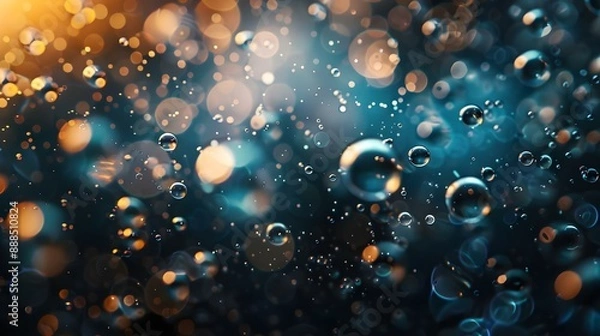 Obraz Abstract background with water bubble drops and bokeh