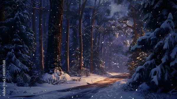Obraz Magical winter night in the forest