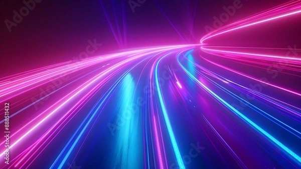 Fototapeta Abstract vector illustration of light lines in high speed technology