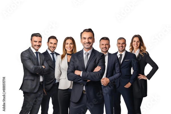 Fototapeta group of business professionals dressed in formal attire isolated on transparent background