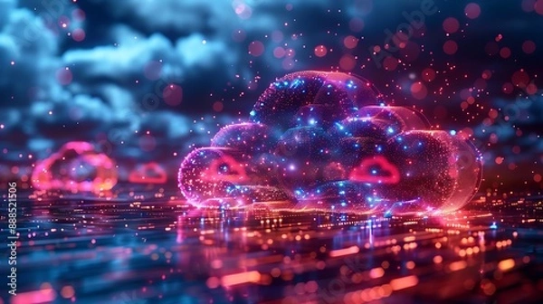 Fototapeta Cloud Computing Cost Efficiency, cost efficiency in cloud computing with an image showing pay-per-use pricing models, resource optimization techniques, AI	