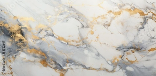 Fototapeta White and gold marble texture background design for your creative design