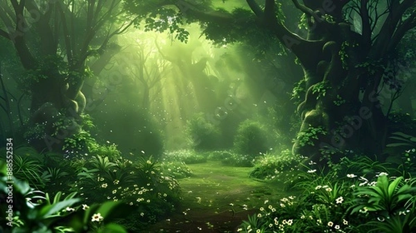 Obraz Beautiful fantasy green forest