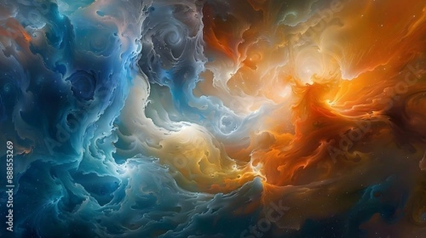 Fototapeta Abstract swirling nebula with vibrant colors